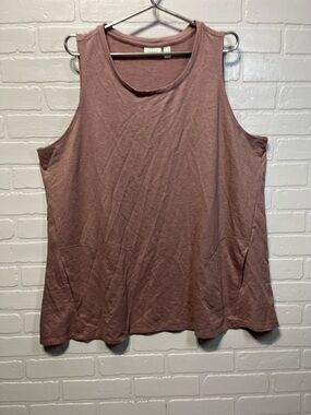 LOGO by Lori Goldstein Mauve Scoop Neck Pocket Tank